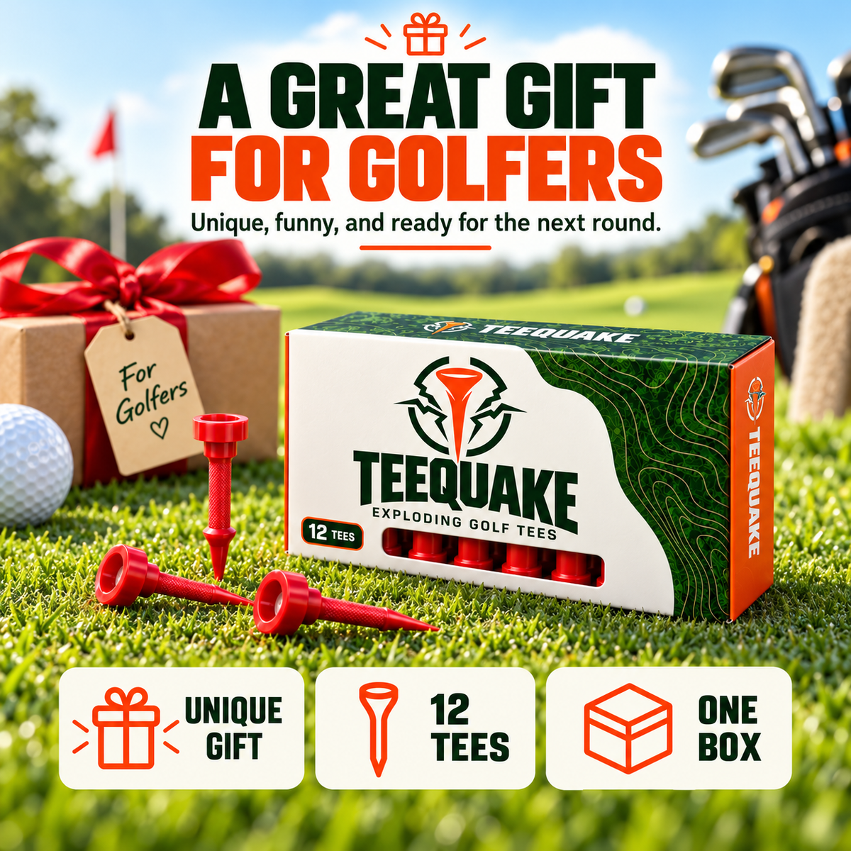 TEEQUAKE™ – Exploding Golf Tees (12-Pack)