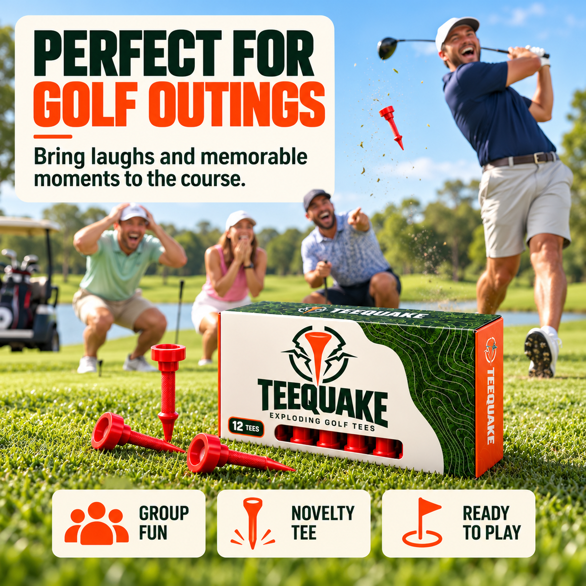 TEEQUAKE™ – Exploding Golf Tees (12-Pack)